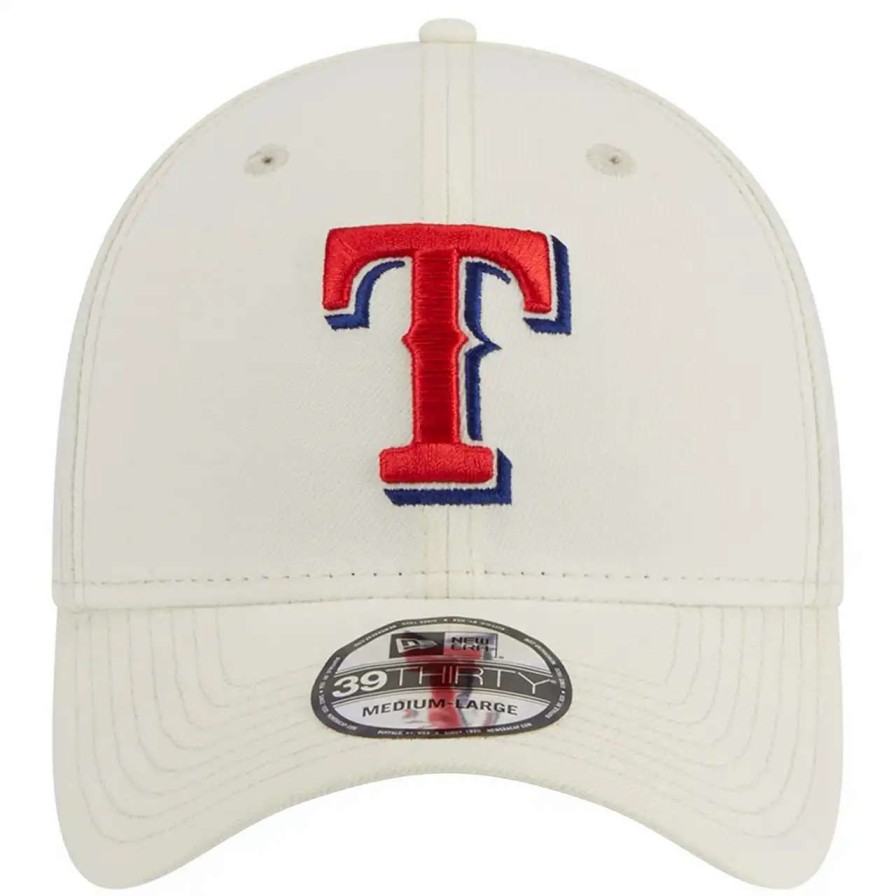 Texas Rangers Caps * | Men'S Texas Rangers New Era White Chrome Team Classic 39Thirty Flex Hat