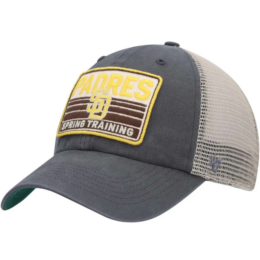 San Diego Padres Caps * | Men'S San Diego Padres '47 Charcoal/Tan Four Stroke Clean Up Trucker Snapback Hat