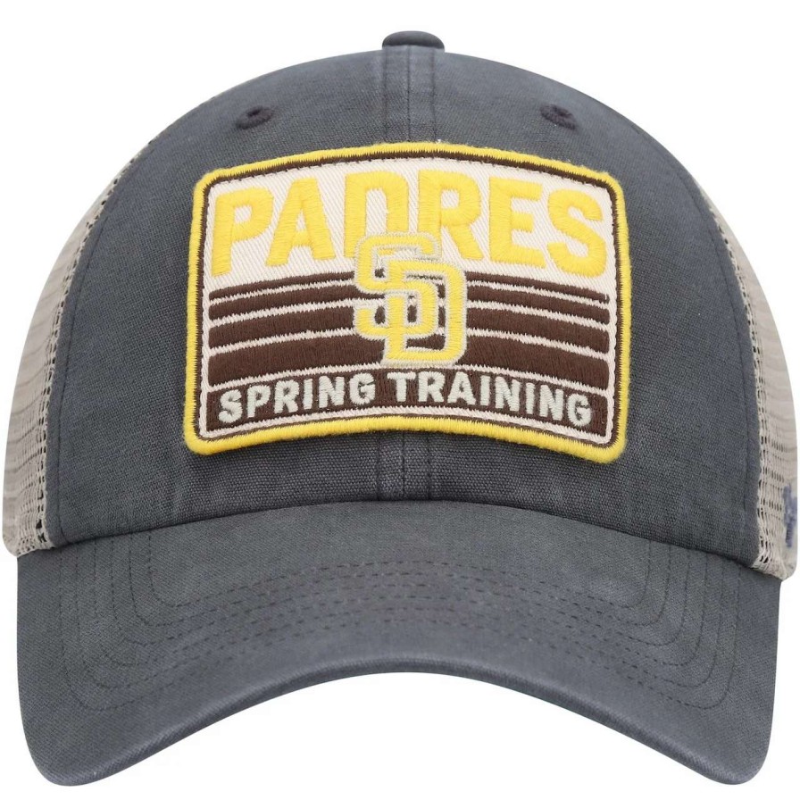 San Diego Padres Caps * | Men'S San Diego Padres '47 Charcoal/Tan Four Stroke Clean Up Trucker Snapback Hat