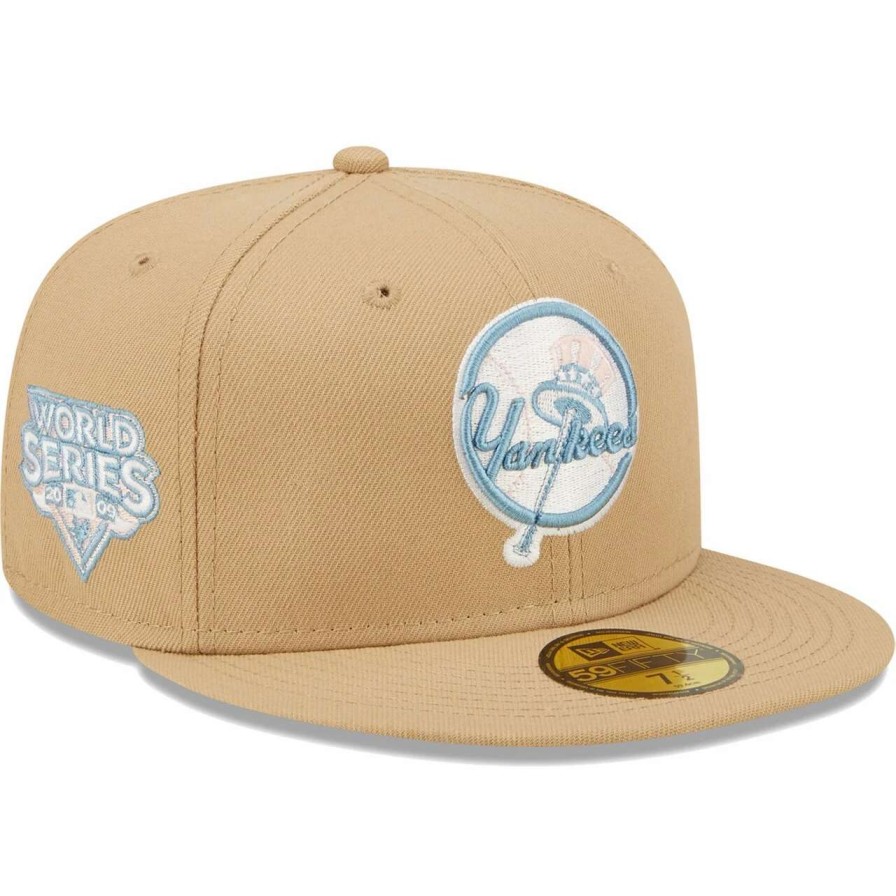 New York Yankees Caps * | Men'S New York Yankees New Era Tan 2009 World Series Sky Blue Undervisor 59Fifty Fitted Hat