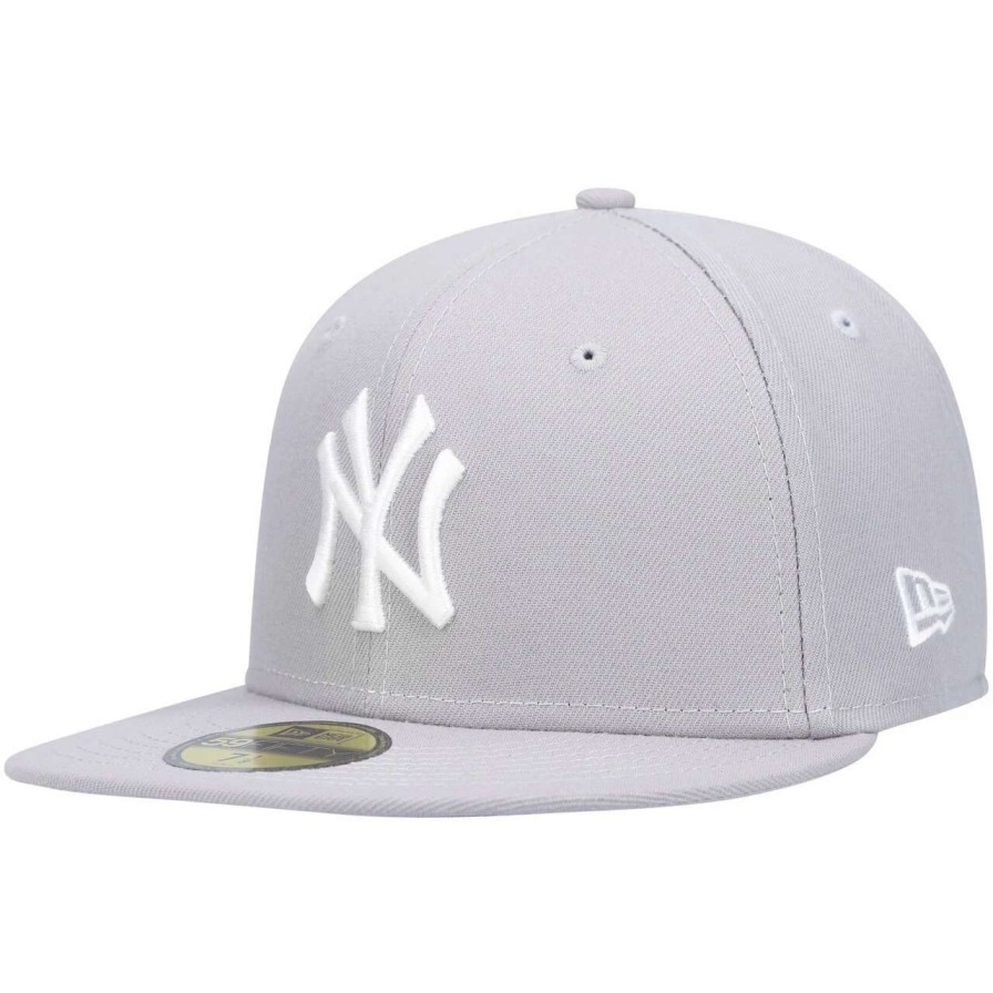 New York Yankees Caps * | Men'S New York Yankees New Era Gray White Logo 59Fifty Fitted Hat