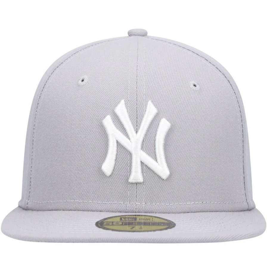 New York Yankees Caps * | Men'S New York Yankees New Era Gray White Logo 59Fifty Fitted Hat