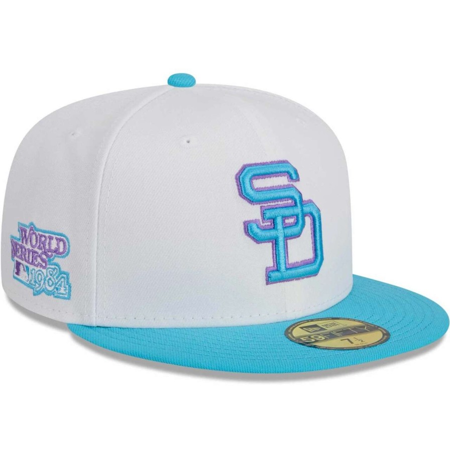 San Diego Padres Caps * | Men'S San Diego Padres New Era White Vice 59Fifty Fitted Hat