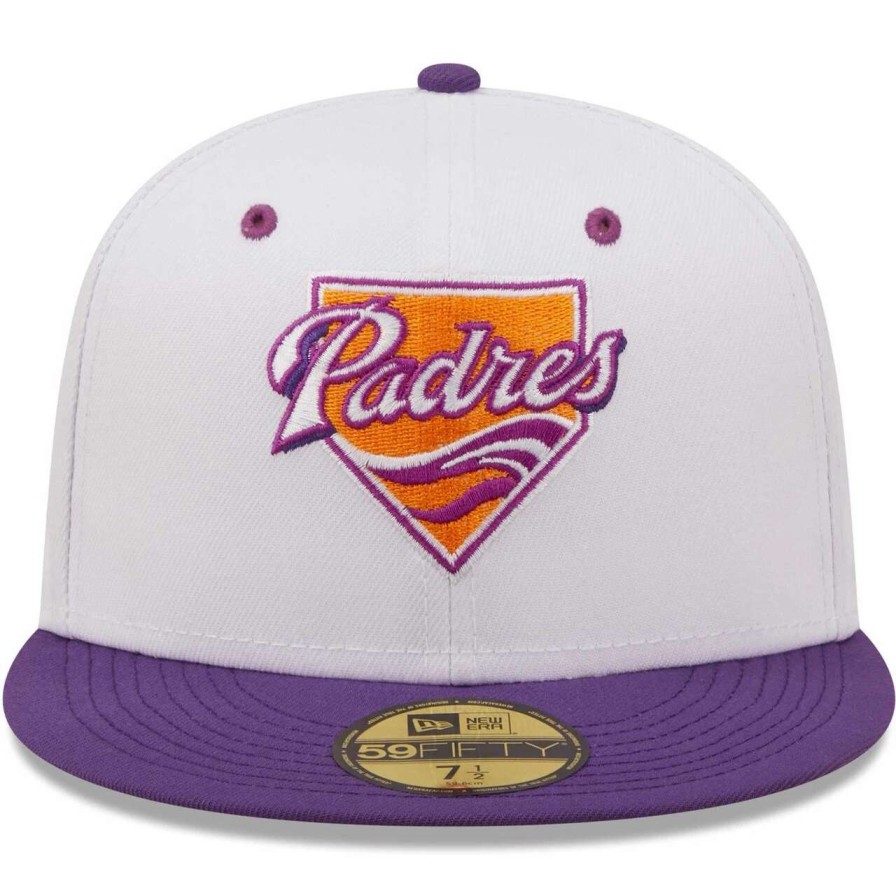 San Diego Padres Caps * | Men'S San Diego Padres New Era White/Purple 40Th Anniversary Grape Lolli 59Fifty Fitted Hat