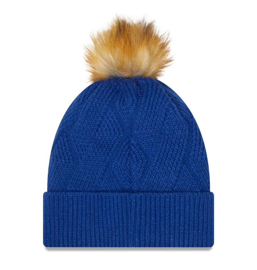 Kansas City Royals Caps * | Women'S Kansas City Royals New Era Royal Snowy Cuffed Knit Hat With Pom