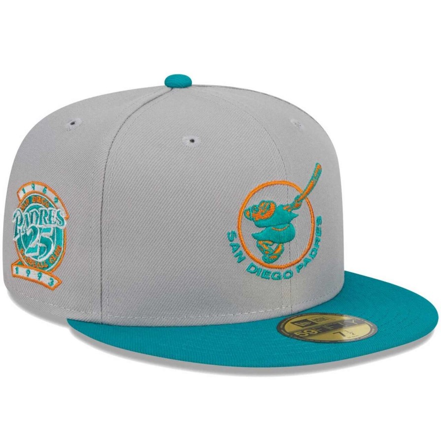 San Diego Padres Caps * | Men'S San Diego Padres New Era Gray/Teal 59Fifty Fitted Hat