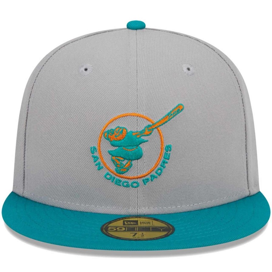 San Diego Padres Caps * | Men'S San Diego Padres New Era Gray/Teal 59Fifty Fitted Hat