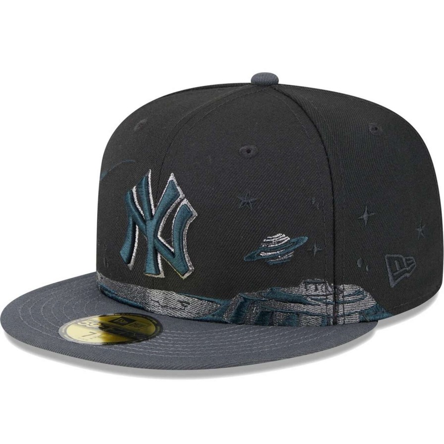 New York Yankees Caps * | Men'S New York Yankees New Era Black Planetary 59Fifty Fitted Hat