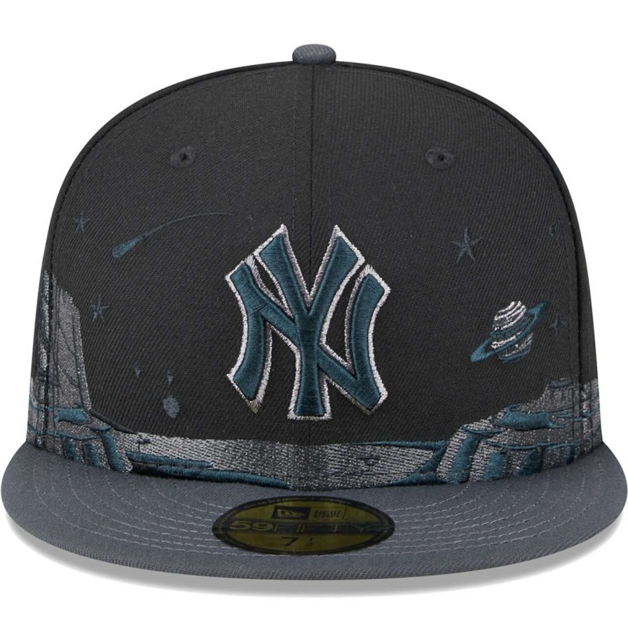 New York Yankees Caps * | Men'S New York Yankees New Era Black Planetary 59Fifty Fitted Hat