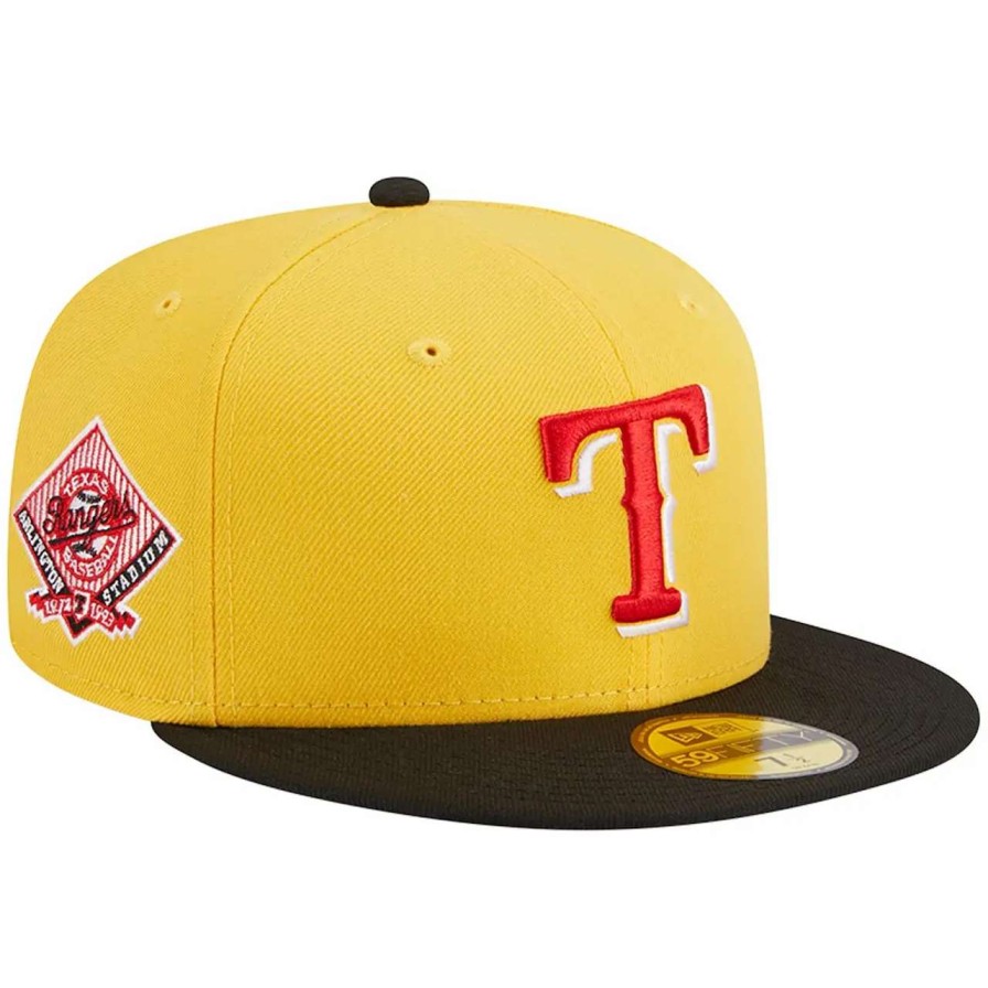 Texas Rangers Caps * | Men'S Texas Rangers New Era Yellow/Black Grilled 59Fifty Fitted Hat