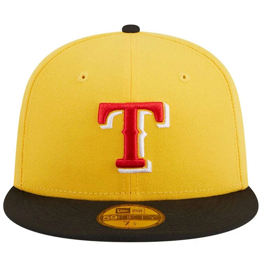 Texas Rangers Caps * | Men'S Texas Rangers New Era Yellow/Black Grilled 59Fifty Fitted Hat