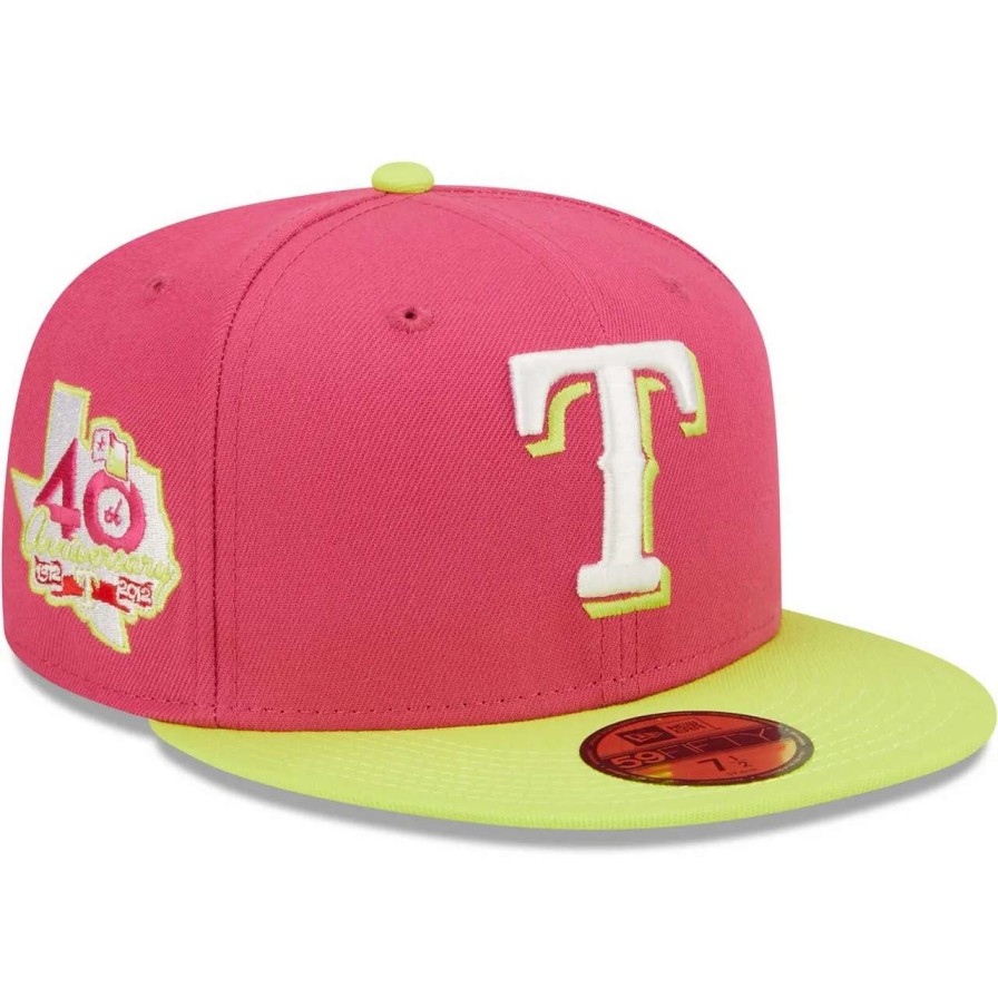 Texas Rangers Caps * | Men'S Texas Rangers New Era Pink 40Th Anniversary Beetroot Cyber 59Fifty Fitted Hat