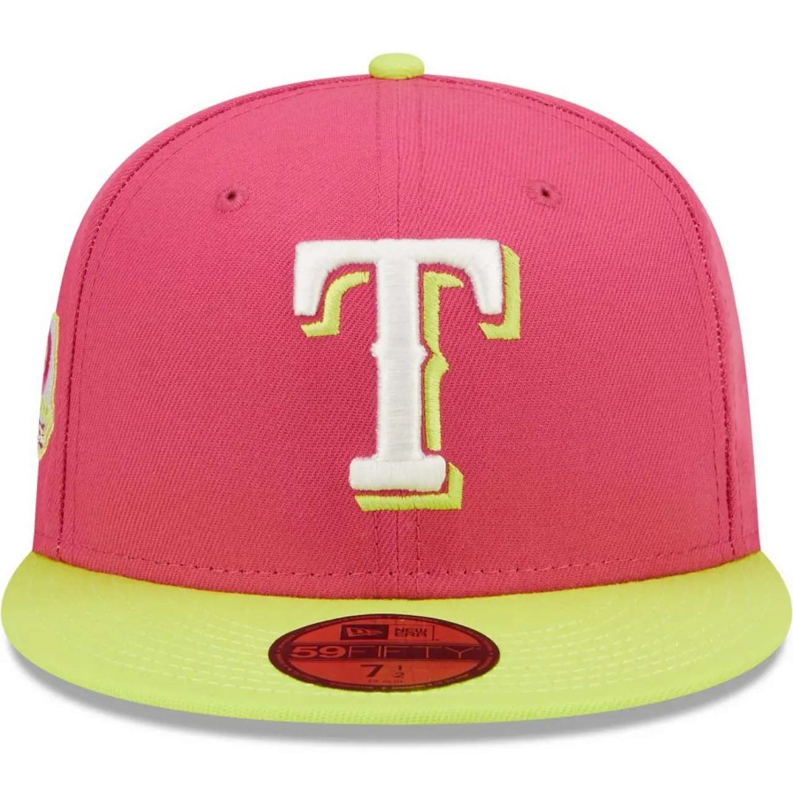 Texas Rangers Caps * | Men'S Texas Rangers New Era Pink 40Th Anniversary Beetroot Cyber 59Fifty Fitted Hat