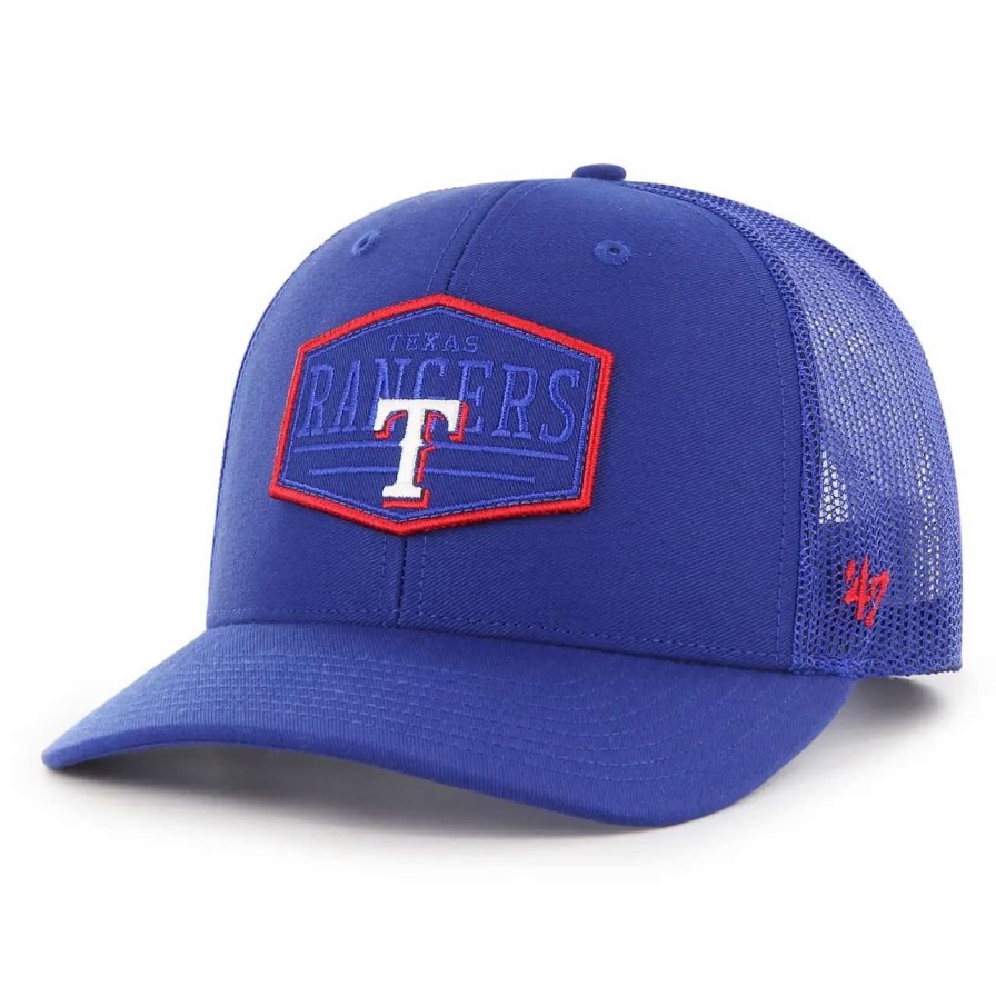 Texas Rangers Caps * | Men'S Texas Rangers '47 Royal Ridgeline Tonal Patch Trucker Adjustable Hat