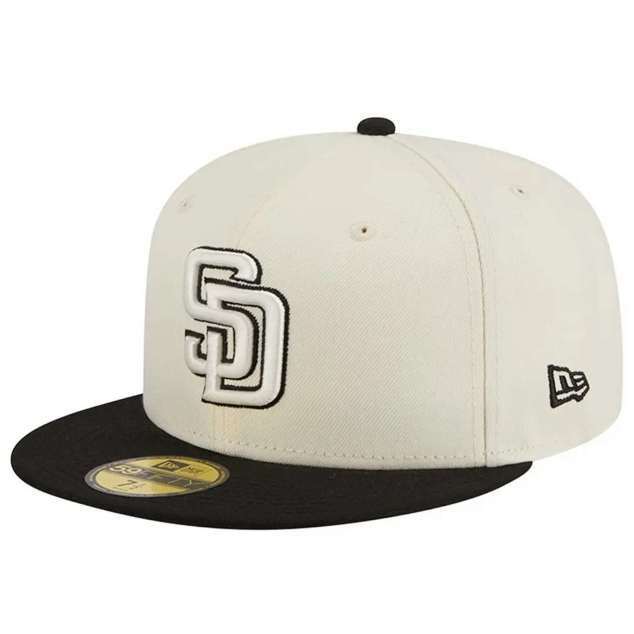 San Diego Padres Caps * | Men'S San Diego Padres New Era Stone/Black Chrome 59Fifty Fitted Hat