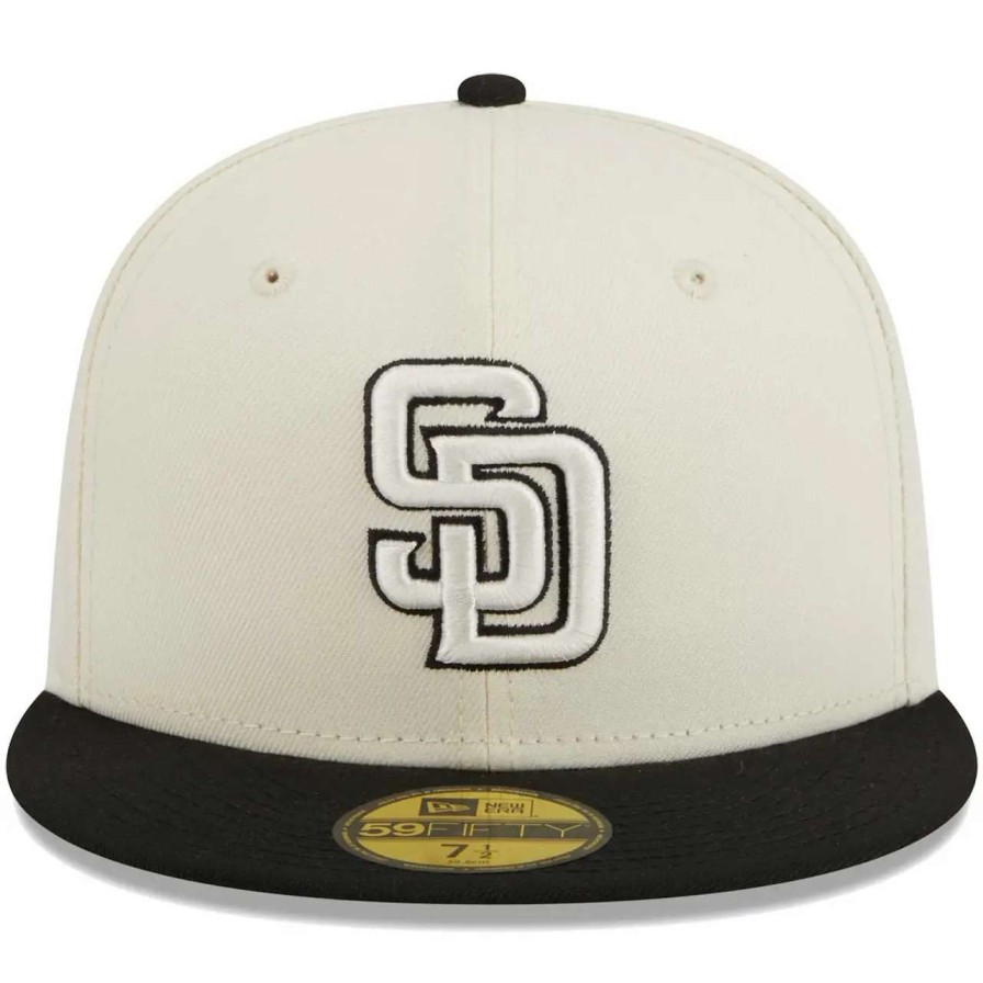 San Diego Padres Caps * | Men'S San Diego Padres New Era Stone/Black Chrome 59Fifty Fitted Hat