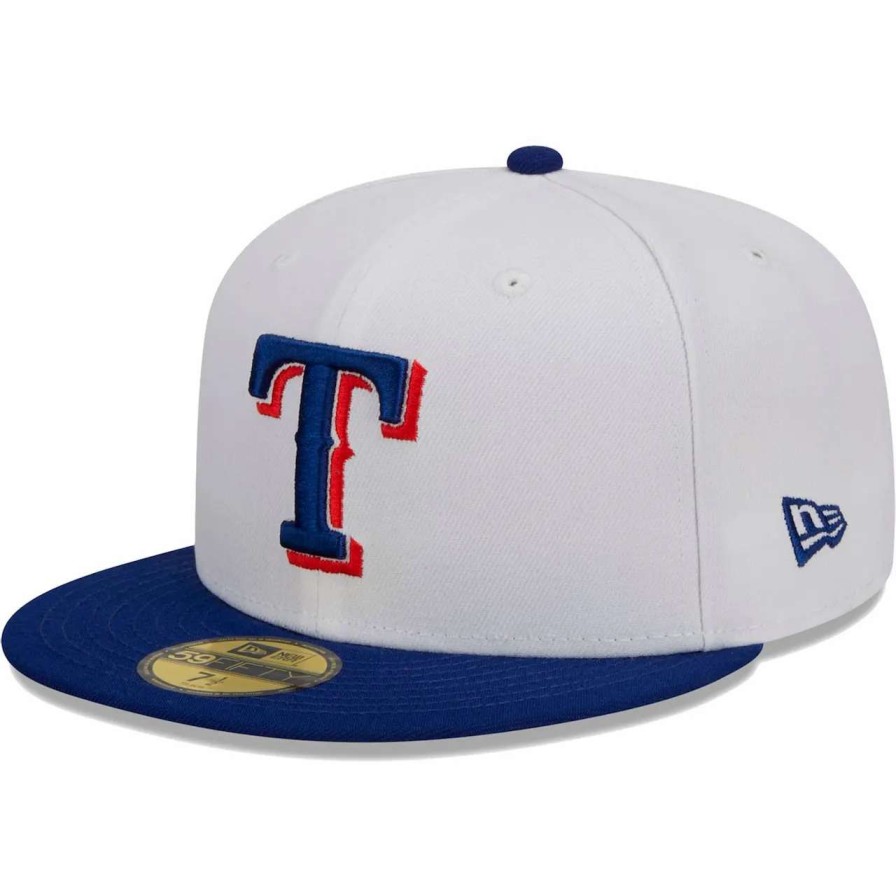 Texas Rangers Caps * | Men'S Texas Rangers New Era White Optic 59Fifty Fitted Hat