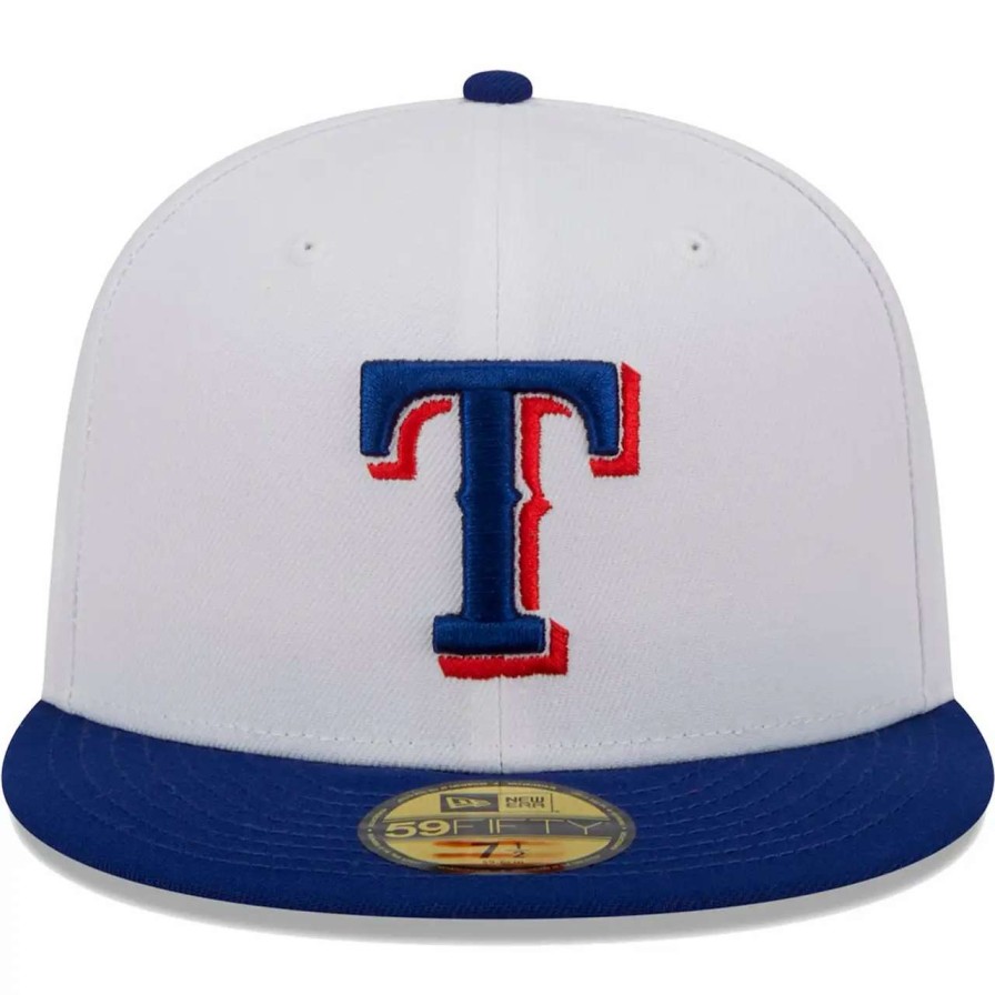 Texas Rangers Caps * | Men'S Texas Rangers New Era White Optic 59Fifty Fitted Hat