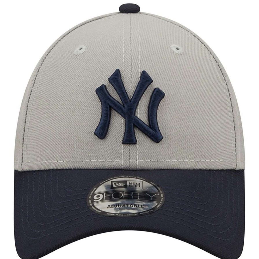 New York Yankees Caps * | Men'S New York Yankees New Era Gray/Navy League 9Forty Adjustable Hat