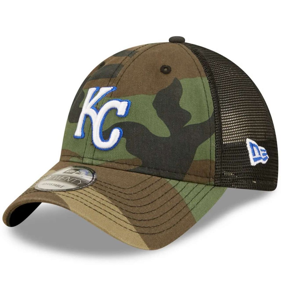 Kansas City Royals Caps * | Men'S Kansas City Royals New Era Camo 9Twenty Trucker Snapback Hat