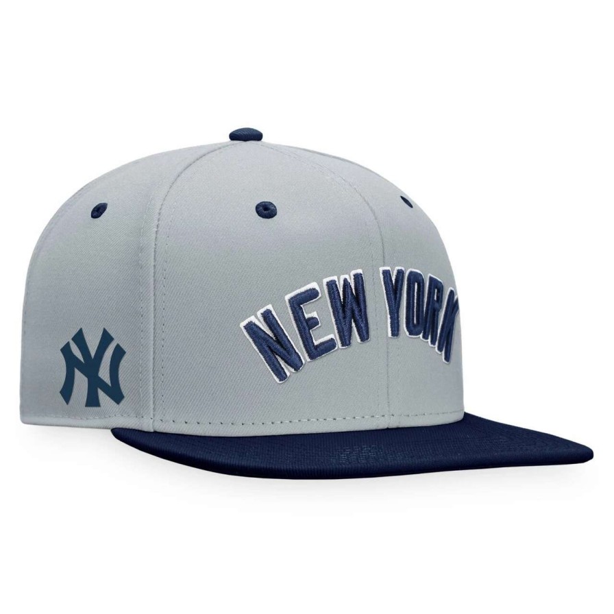 New York Yankees Caps * | Men'S New York Yankees Fanatics Branded Gray Team Two-Tone Snapback Hat