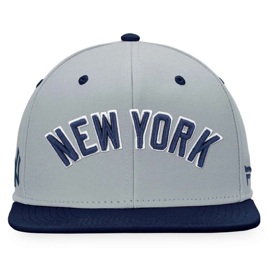 New York Yankees Caps * | Men'S New York Yankees Fanatics Branded Gray Team Two-Tone Snapback Hat