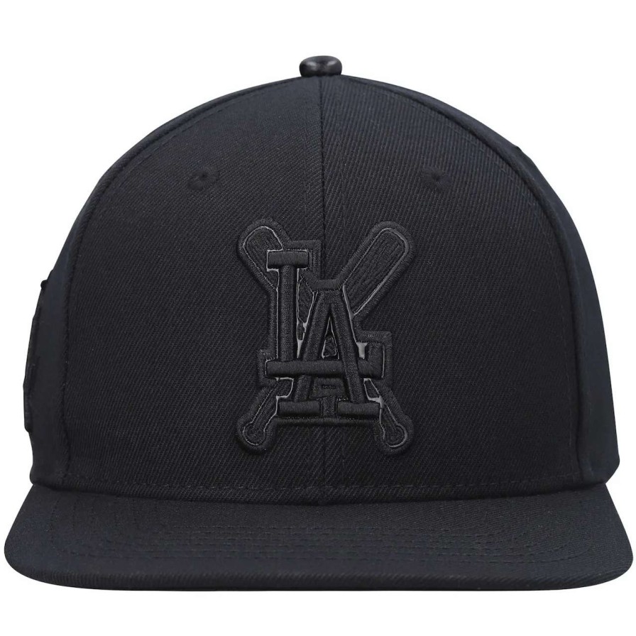 Los Angeles Dodgers Caps * | Men'S Los Angeles Dodgers Pro Standard Black Triple Black Wool Snapback Hat