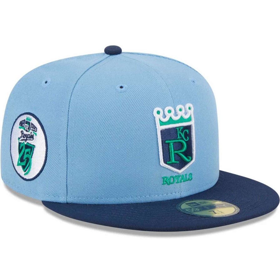 Kansas City Royals Caps * | Men'S Kansas City Royals New Era Light Blue/Navy Green Undervisor 59Fifty Fitted Hat