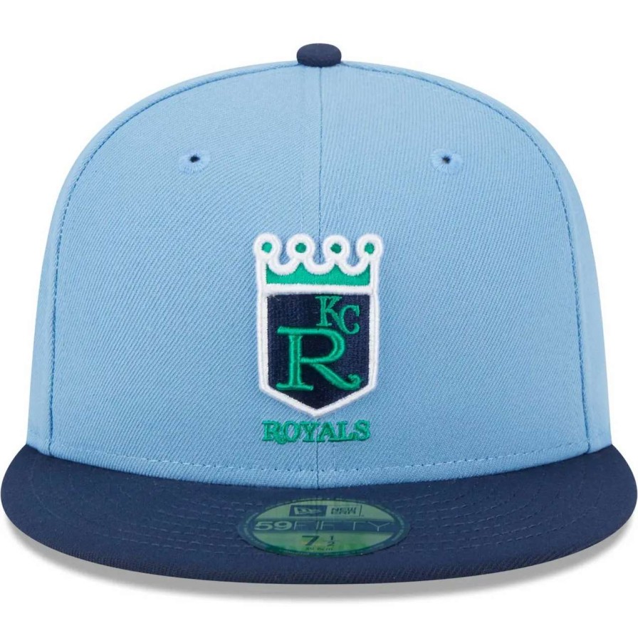 Kansas City Royals Caps * | Men'S Kansas City Royals New Era Light Blue/Navy Green Undervisor 59Fifty Fitted Hat