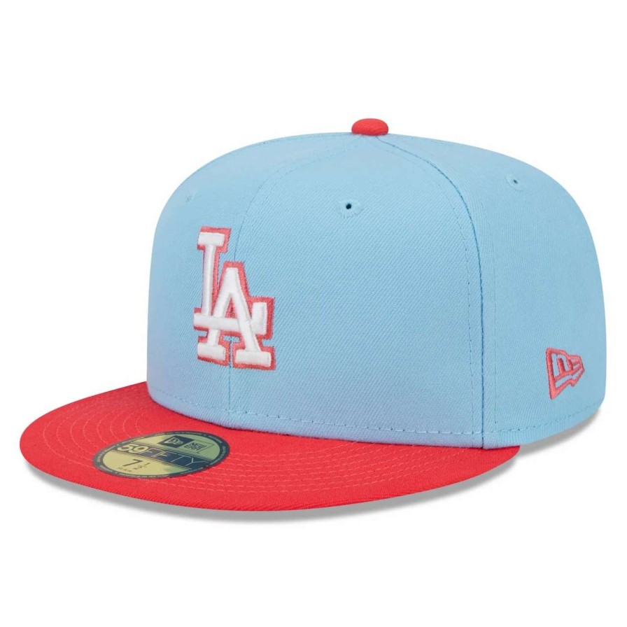 Los Angeles Dodgers Caps * | Men'S Los Angeles Dodgers New Era Light Blue/Red Spring Color Two-Tone 59Fifty Fitted Hat