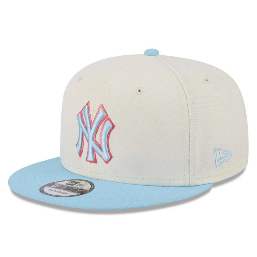 New York Yankees Caps * | Men'S New York Yankees New Era Cream/Light Blue Spring Basic Two-Tone 9Fifty Snapback Hat