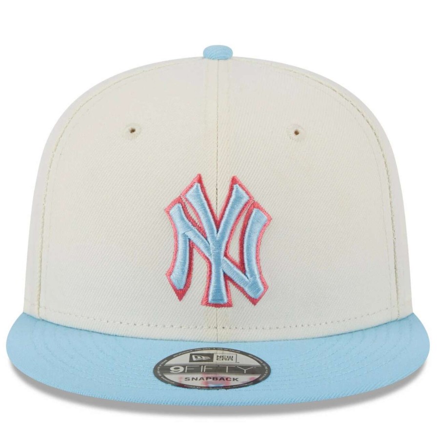 New York Yankees Caps * | Men'S New York Yankees New Era Cream/Light Blue Spring Basic Two-Tone 9Fifty Snapback Hat