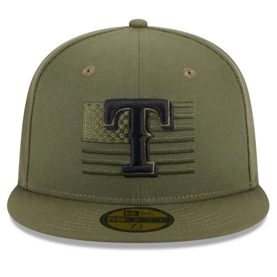 Texas Rangers Caps * | Men'S Texas Rangers New Era Green 2023 Armed Forces Day On-Field 59Fifty Fitted Hat