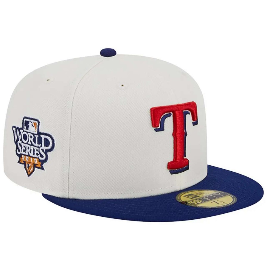 Texas Rangers Caps * | Men'S Texas Rangers New Era Stone/Navy Retro 59Fifty Fitted Hat