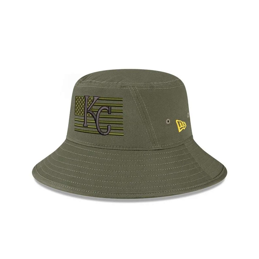 Kansas City Royals Caps * | Men'S Kansas City Royals New Era Green 2023 Armed Forces Day Bucket Hat