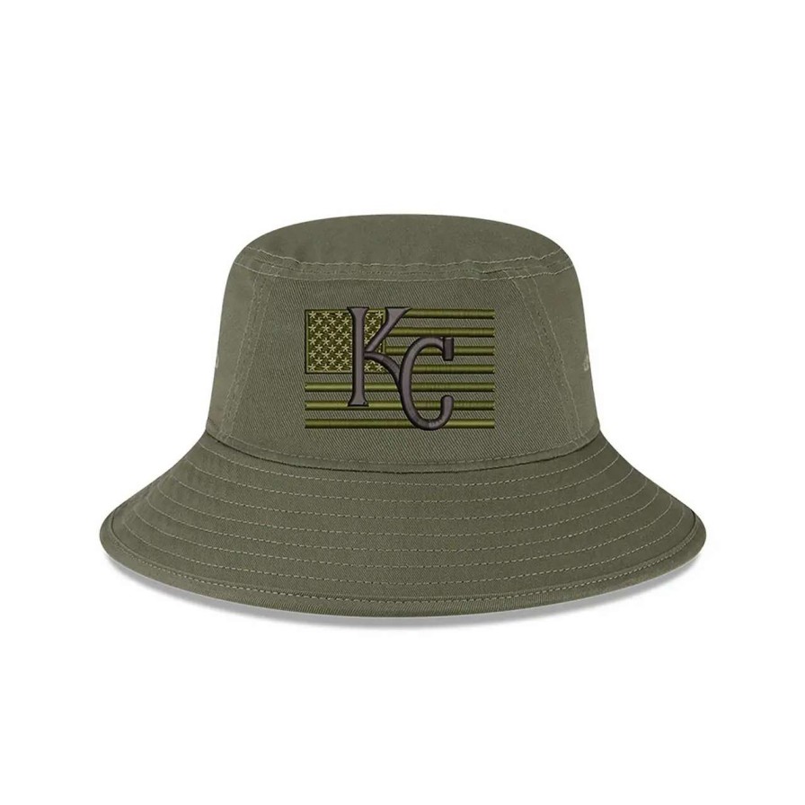 Kansas City Royals Caps * | Men'S Kansas City Royals New Era Green 2023 Armed Forces Day Bucket Hat