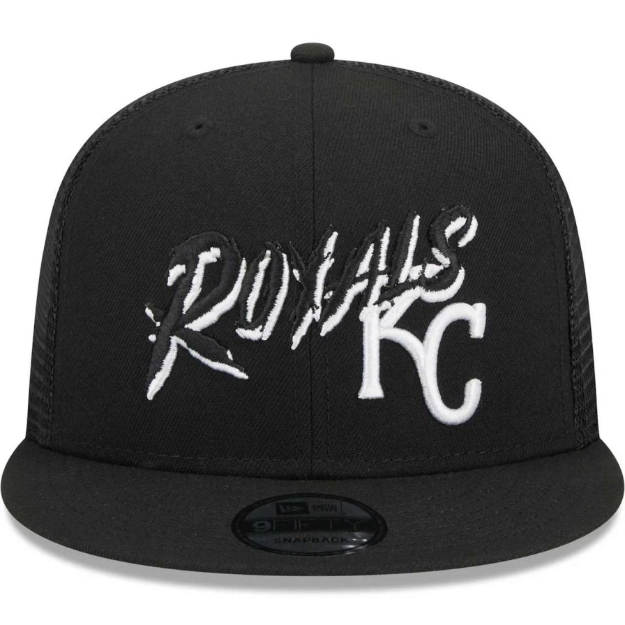 Kansas City Royals Caps * | Men'S Kansas City Royals New Era Black Street Trucker 9Fifty Snapback Hat