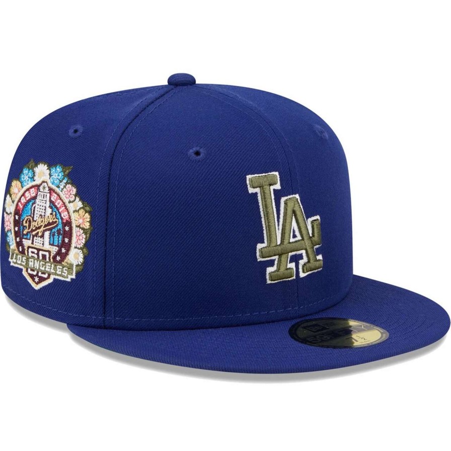 Los Angeles Dodgers Caps * | Men'S Los Angeles Dodgers New Era Royal 60Th Anniversary Spring Training Botanical 59Fifty Fitted Hat