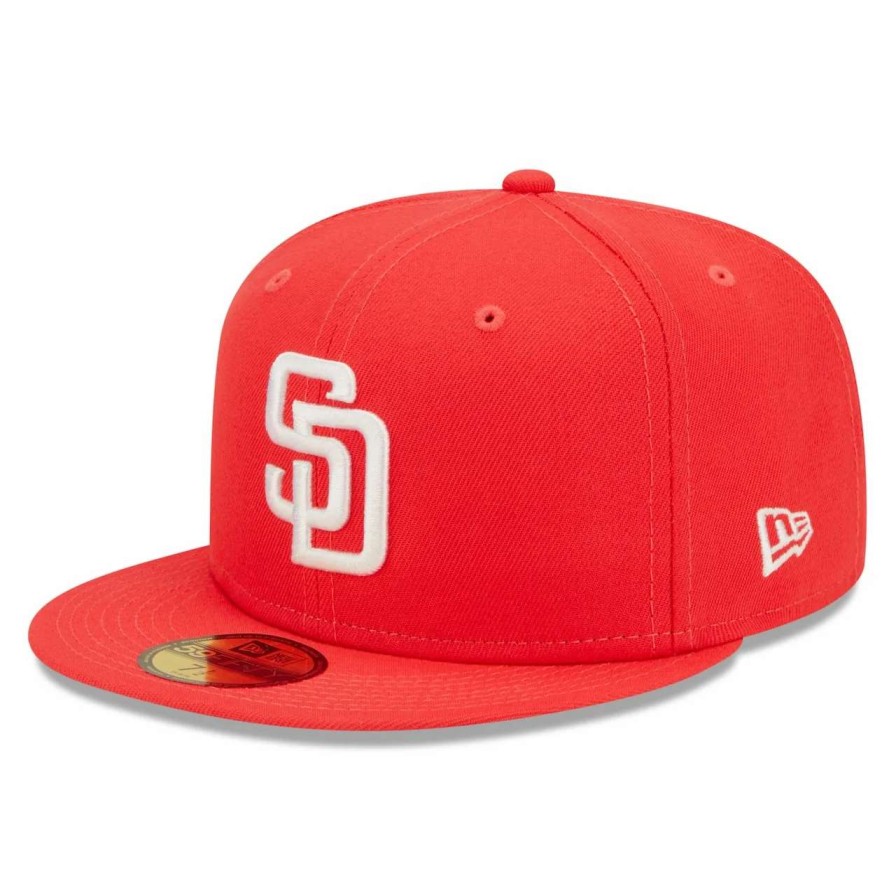 San Diego Padres Caps * | Men'S San Diego Padres New Era Red Lava Highlighter Logo 59Fifty Fitted Hat