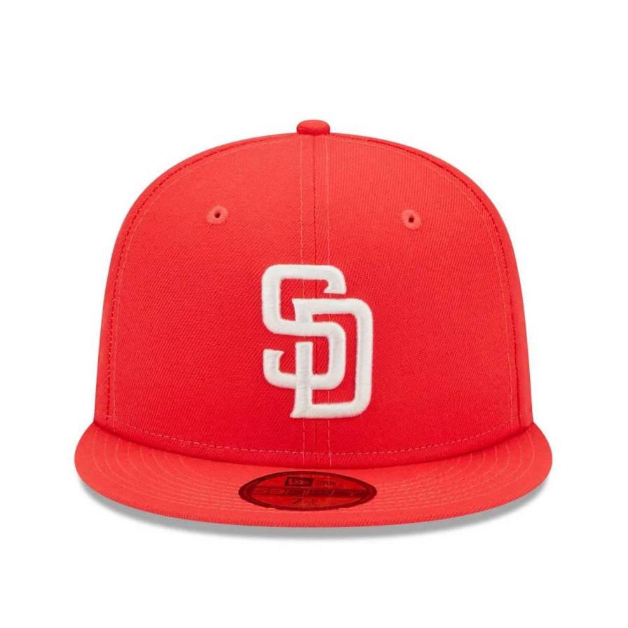 San Diego Padres Caps * | Men'S San Diego Padres New Era Red Lava Highlighter Logo 59Fifty Fitted Hat