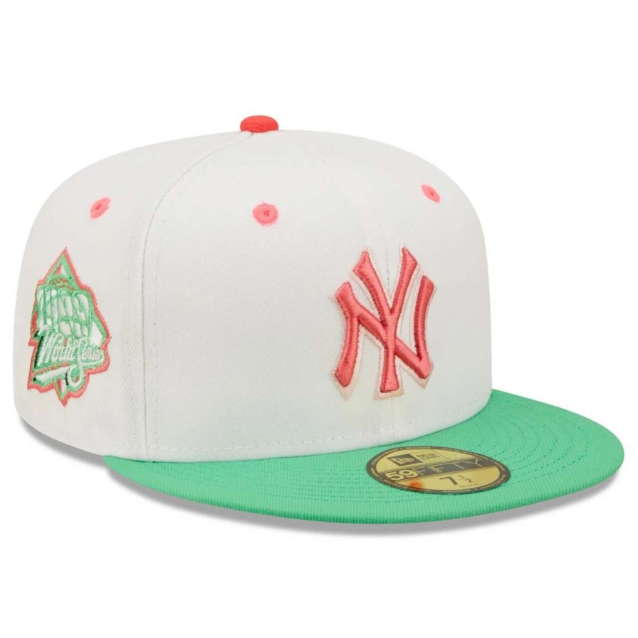 New York Yankees Caps * | Men'S New York Yankees New Era White/Green 1999 World Series Watermelon Lolli 59Fifty Fitted Hat