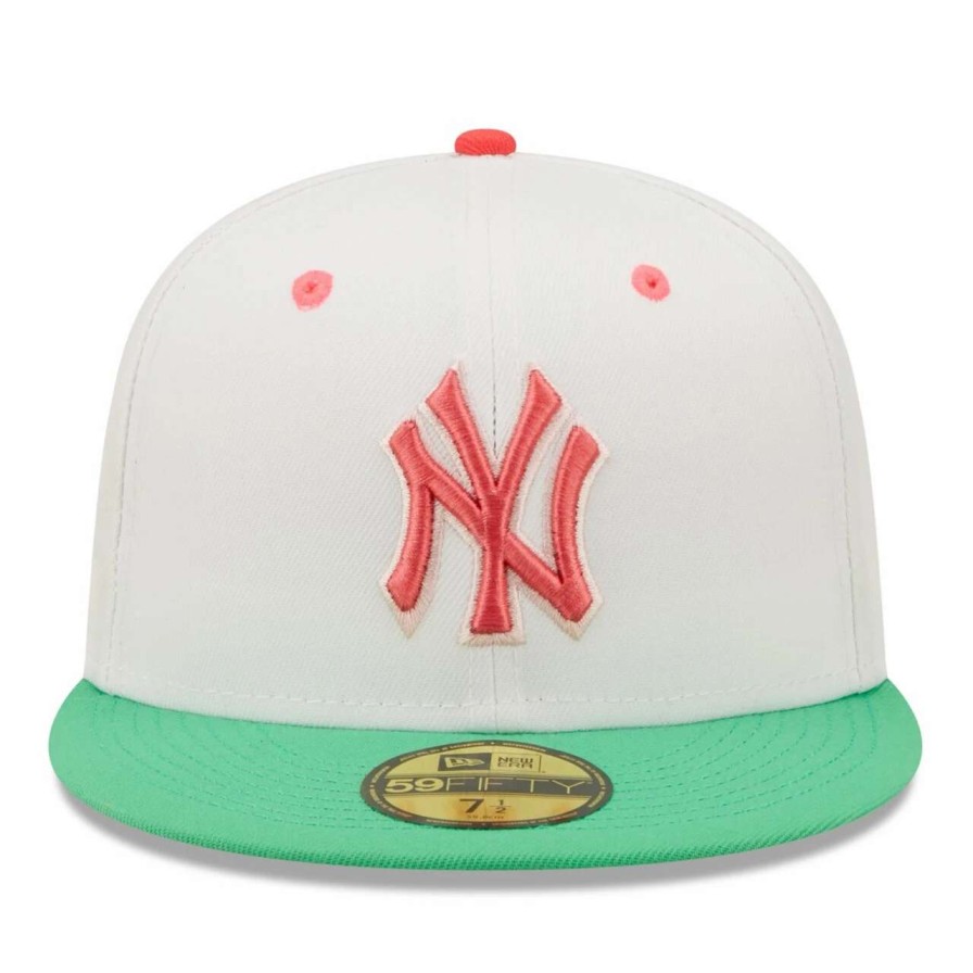 New York Yankees Caps * | Men'S New York Yankees New Era White/Green 1999 World Series Watermelon Lolli 59Fifty Fitted Hat