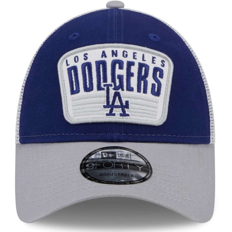 Los Angeles Dodgers Caps * | Youth Los Angeles Dodgers New Era Royal Patch Trucker 9Forty Snapback Hat