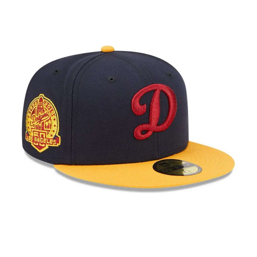 Los Angeles Dodgers Caps * | Men'S Los Angeles Dodgers New Era Navy/Gold 60Th Anniversary Primary Logo 59Fifty Fitted Hat