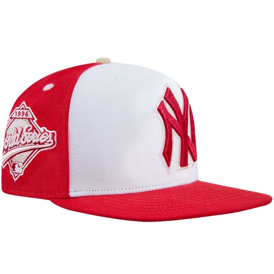 New York Yankees Caps * | Men'S New York Yankees Pro Standard White/Red Strawberry Ice Cream Drip Snapback Hat