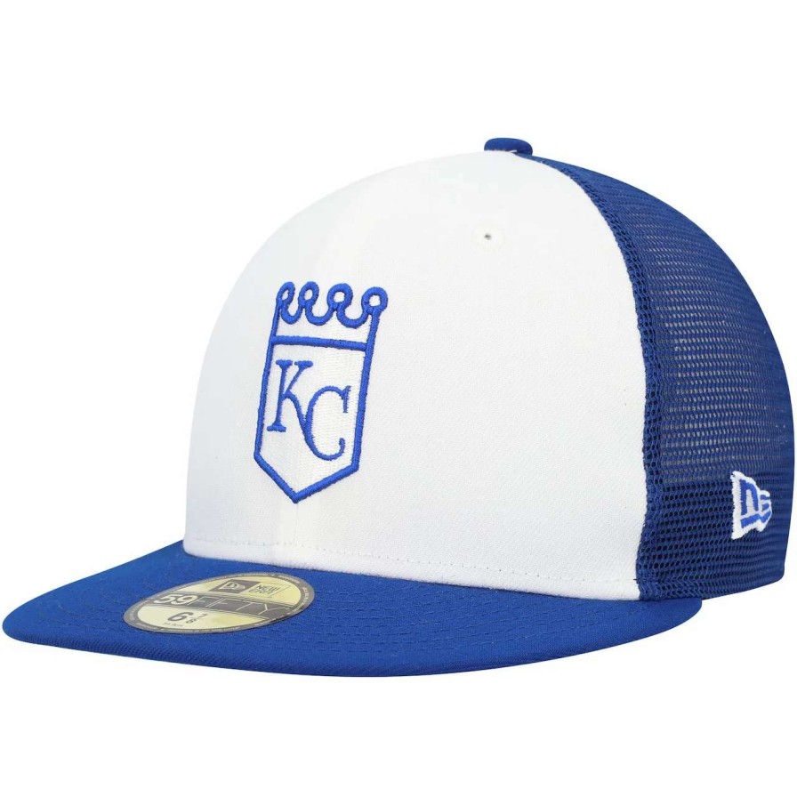 Kansas City Royals Caps * | Men'S Kansas City Royals New Era White/Blue 2023 On-Field Batting Practice 59Fifty Fitted Hat