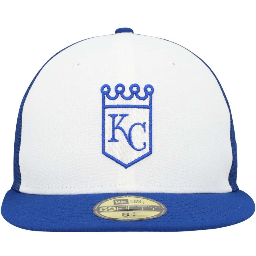 Kansas City Royals Caps * | Men'S Kansas City Royals New Era White/Blue 2023 On-Field Batting Practice 59Fifty Fitted Hat