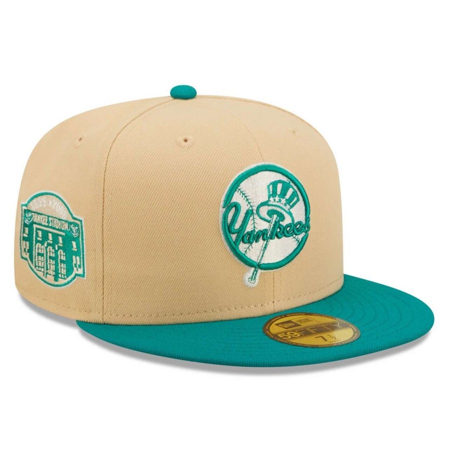 New York Yankees Caps * | Men'S New York Yankees New Era Natural/Teal Mango Forest 59Fifty Fitted Hat