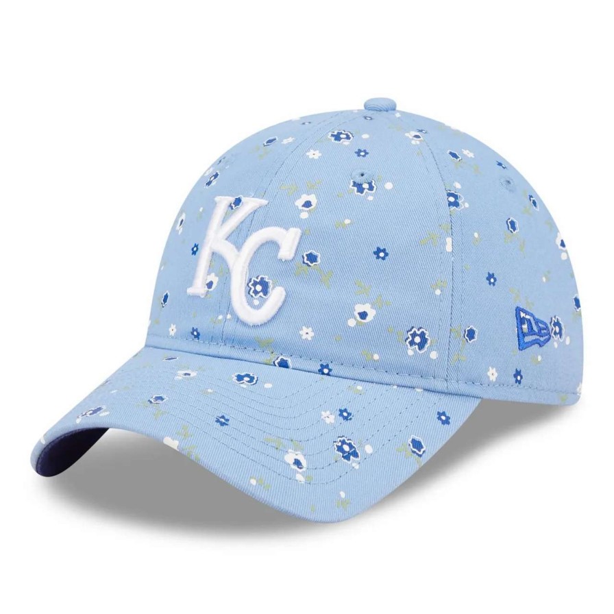 Kansas City Royals Caps * | Women'S Kansas City Royals New Era Light Blue Floral 9Twenty Adjustable Hat