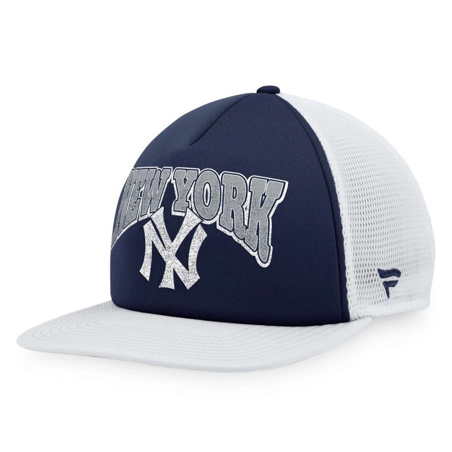 New York Yankees Caps * | Men'S New York Yankees Fanatics Branded Navy/White Heritage Foam Front Trucker Snapback Hat